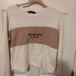 Abercrombie & Fitch Cream and Pink Crew Neck Sweater